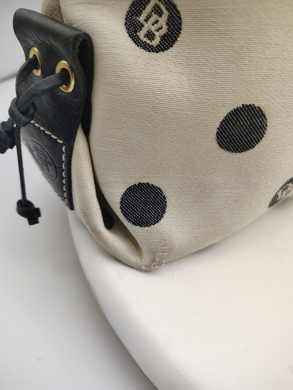 Dooney & Bourke Polka Dot Tote Bag with Tassel Detail - Black and Cream Combo - Picture 10 of 15